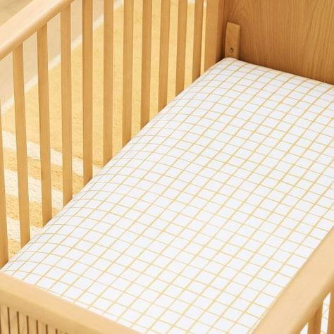 Modern Crib Bedding & Sheets | West Elm Yellow Kids Rooms, Modern Crib Bedding, Modern Kids Room Design, Modern Nursery Furniture, West Elm Bedding, Modern Kids Furniture, Crib Fitted Sheet, Modern Crib, Yellow Nursery