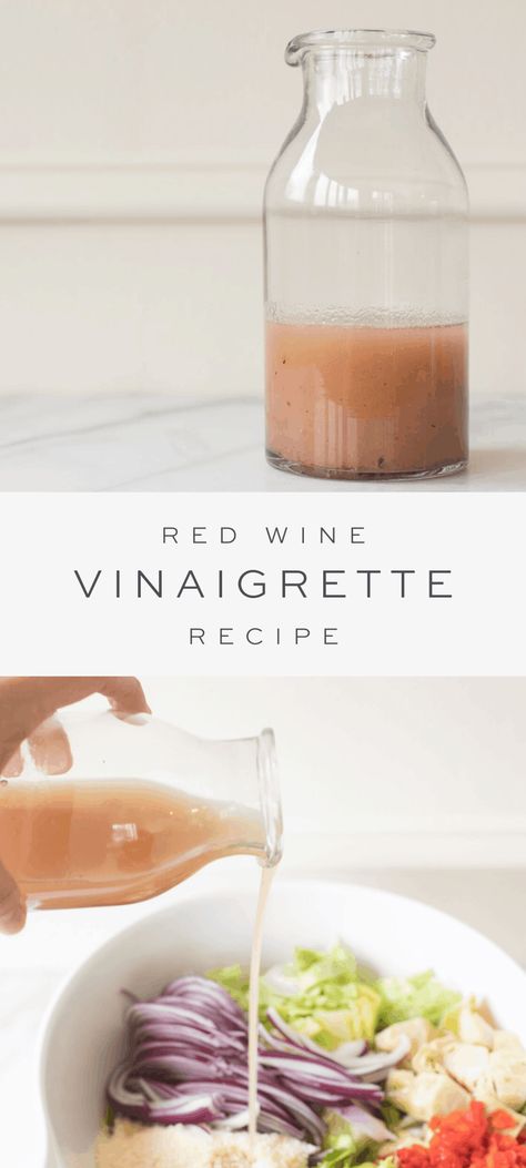 A quick and easy Red Wine Vinaigrette made in just 60 seconds with just 4 staple ingredients! This salad dressing can be made ahead of time and is an easy way to elevate even the simplest of salads. #vinaigrette #saladdressing #recipe Red Wine Vinegarette, Red Wine Vinegar Salad Dressing, Salad Dressing Vinaigrette, Red Wine Vinegar Recipes, Salad Dressing Recipes Vinaigrette, Dressing Vinaigrette, Best Salad Dressing, Vinaigrette Dressing Recipe, Vinegar Salad Dressing