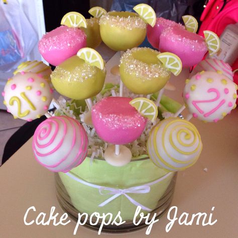 Margarita cake pops for a 21st birthday. You can find me on Facebook at cake pops by Jami 21st Cake Pops, 21st Birthday Cake Pops, Margarita Cake Pops, Birthday Margarita, 21st Bday Cake, Cake Pop Recipe Easy, 29 Birthday, Margarita Cake, 22nd Birthday Cakes