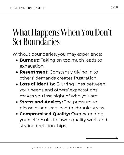 🌟 Why Setting Boundaries is a Game-Changer for Your Life! Here’s Why... 🌟 Hey, beautiful souls! 💖 Are you feeling overwhelmed, drained, or out of sync with your true self? It might be time to set some boundaries! 🌈 Why Boundaries Matter: Boundaries are essential in every aspect of life—work, relationships, personal time, and even with yourself. They help you protect your energy, maintain focus, preserve relationships, promote self-care, and boost confidence. 💪✨ Swipe through to learn more ... Boundaries And Guilt, Setting Boundaries With Kids, Setting Boundaries At Work, How To Set Boundaries, Self Boundaries, Boundaries Work, Boundaries With Yourself, Energetic Boundaries, Boundaries In A Relationship