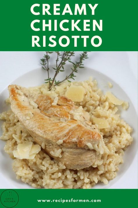 This creamy chicken risotto recipe is an easy way to make risotto without the fuss. Let the oven do the work while you relax. Chicken risotto recipe, chicken risotto recipe simple, chicken risotto recipe healthy, italian risotto recipes, italian risotto recipes easy, italian risotto recipes italy, creamy chicken risotto, creamy chicken risotto recipe, creamy chicken risotto instant pot, creamy chicken and mushroom risotto, creamy parmesan garlic risotto with chicken, Creamy Chicken Risotto, Risotto Instant Pot, Chicken Risotto Recipe, Chicken And Mushroom Risotto, Garlic Risotto, Risotto With Chicken, Risotto Recipes Chicken, Italian Risotto, Risotto Recipes Easy