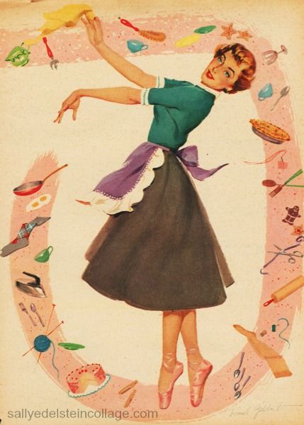 .The fabulous 1950s....when housework was like a beautiful ballet dance and mom flowed from room to room cooking, sewing, cleaning and ironing ;) 50s Housewife Art, 50s Housewife, 1950s Housewife, Vintage Housewife, Happy Housewife, Free Rein, Retro Housewife, Vintage Glam, Foto Vintage