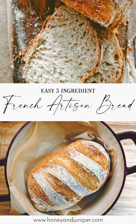 3 Ingredient French Bread, Gluten Free French Bread Recipe, Diy French Bread, Wheat French Bread Recipe, Wheat Flour Bread Recipe, 3 Ingredient Bread, Artisan French Bread Recipe, Bread Recipe Without Eggs, Honey Bread Recipe