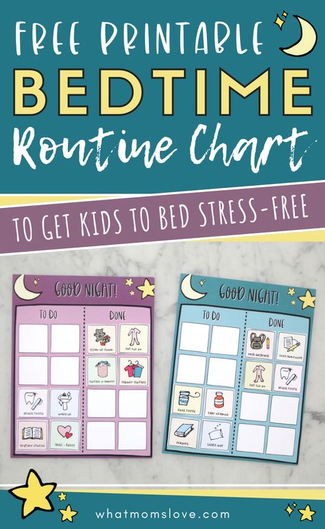 Free Printable Bedtime Routine Chart for Kids | Use this customizable checklist at night time to get your kids to sleep faster, and become more independent. Great for children of all ages, from toddler to teens. Toddler Bedtime Routine Chart, Bedtime Routine Printable, Bedtime Chart, Daily Routine Chart For Kids, Toddler Routine Chart, Toddler Chart, Toddler Bedtime Routine, Bedtime Routine Chart, Morning Routine Chart