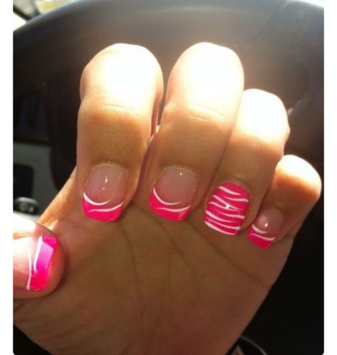 Black Hot Pink Nails, Nail Designs Pink And Black, Nail Designs White, Nail Designs Pink, Ongles Gel French, White Tips, Hot Pink Nails, Nail Art Designs Summer, Creative Nail Designs