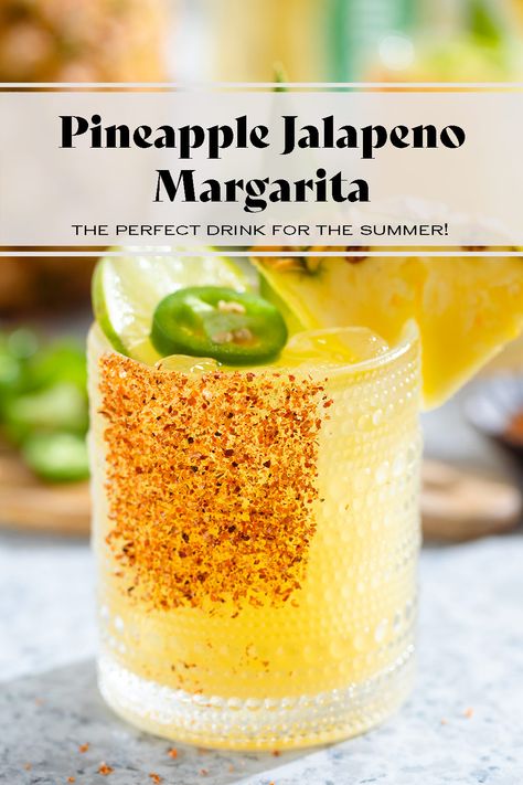 Pinapple Margarita, Pineapple Jalapeno Margarita, Watermelon Jalapeno Margarita, Pineapple Cocktail Recipes, Easy Margarita Recipe, Best Margarita Recipe, Simple Syrup Cocktails, Easy Summer Cocktails, Pineapple Margarita