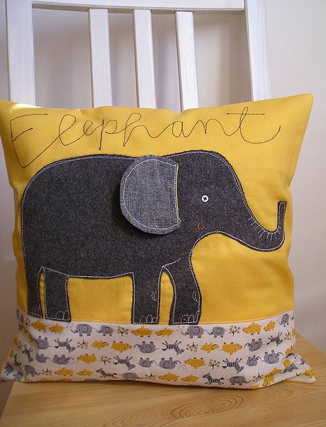 Grey Elephant pillow Elephant Cushion, Elephant Quilt, Elephant Pillow, Cushion Embroidery, Kids Deco, Sewing Cushions, Quilt Square Patterns, Applique Quilting, Sewing Pillows