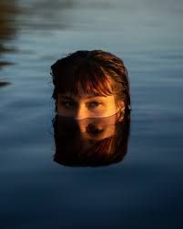 Womans Face on Water · Free Stock Photo Person In Water Aesthetic, Person Submerged In Water, Head Peaking Out Of Water, Head In Water Photography, Head Submerged In Water, Free Woman Painting, Water Portrait Art, Head Half In Water, Face Submerged In Water