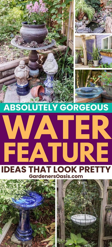 Water Feature Ideas For Your Garden Diy Outdoor Water Features, Water Features For The Yard, Diy Pondless Water Feature, Wall Water Features, Water Feature Ideas, Pondless Water Features, Budget Landscaping, Diy Water Feature, Water Feature Wall