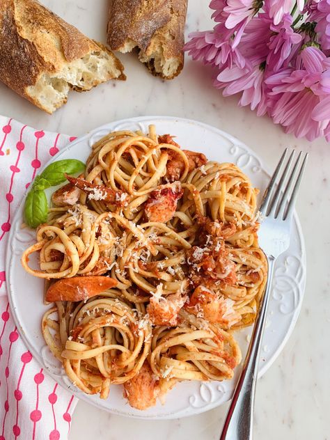 Lobster Linguini Fra Diavolo - A Perfect Feast Lobster Linguini Recipe, Fra Diavolo, Wls Recipes, Canning Crushed Tomatoes, Fresh Lobster, How To Cook Lobster, Spicy Tomato Sauce, Lobster Recipes, Miracle Prayer