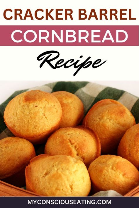 Cracker Barrel Cornbread Recipe Cracker Barrel Corn Muffins, Cracker Barrel Cornbread, Water Cornbread Recipe, Savory Cornbread Recipe, Apple Cornbread, Water Cornbread, Cracker Barrel Copycat Recipes, Southern Cornbread Recipe, Cornbread Muffins Recipe