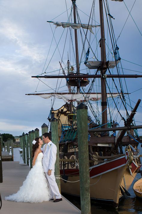 Leave on a pirate ship Courtney and nate's wedding in melbourne fl with a pirate ship! Pirate Wedding Dress, Pirate Wedding Theme, Pirate Wedding, Yacht Wedding, Boat Wedding, Medieval Wedding, Ship Wedding, Caribbean Wedding, Mom Wedding