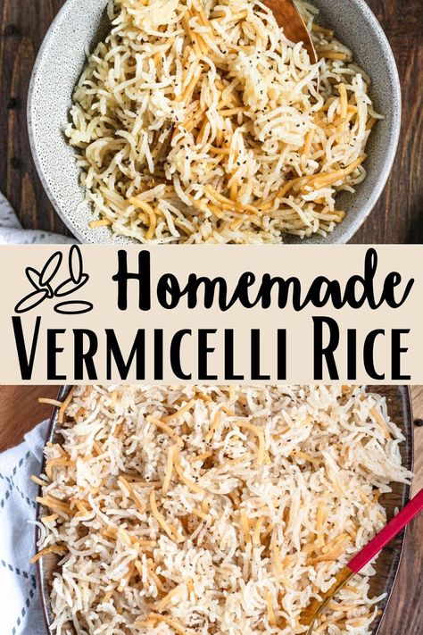 This Armenian dish with Vermicelli rice can be thrown together with ingredients that I almost guarantee are already in your pantry. Rice and pasta are browned in butter then covered in chicken stock and left to simmer for 15 minutes. A taste of Armenia has never been so easy! Vermicelli And Rice Recipes, Rice And Vermicelli Recipes, Brown Rice Vermicelli Recipes, Rice Pilaf With Vermicelli, Vermicelli Rice Recipes, Armenian Rice Pilaf Recipe, Armenian Rice, Rice With Vermicelli, Chicken Vermicelli