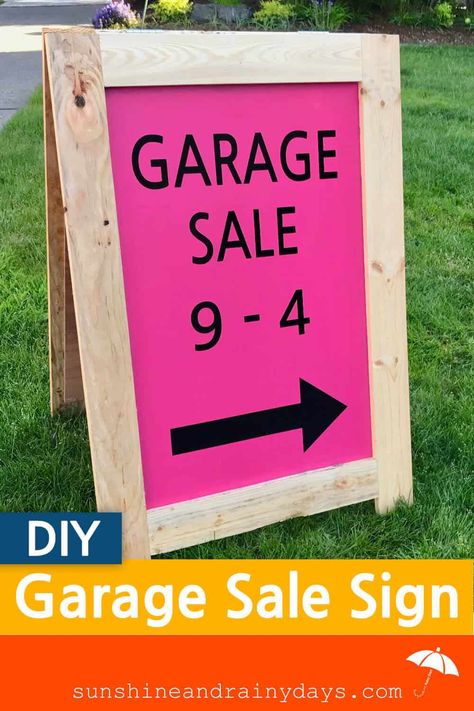 You've cleared the clutter and you're ready to sell your stuff at a Garage Sale but you need Garage Sale Signs! Signs that will last year after year because you plan to clear the clutter often! It's time to learn How To Make A Garage Sale Sign that will last!  A-Board Sign | Sandwich Board | #garagesale #garagesalesign #diysign #SARD Diy Garage Sale Signs, Yard Sale Hacks, Yard Sale Organization, Garage Sale Organization, Garage Sale Tips, Yard Sale Signs, Garage Sale Signs, Sale Signs, Rummage Sale