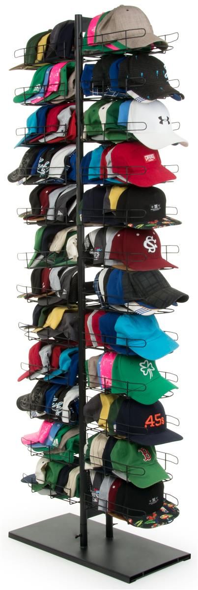 Fitted Hat Rack | Holds Up to (240) Caps Hat Wall Display Men, Mens Hat Rack, Hat Wall Display, Baseball Hat Rack, Retail Clothing Racks, Wall Hat Racks, Baseball Hat Racks, Diy Hat Rack, Cap Store