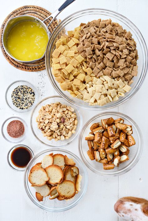 Everything Plus the Bagel Chex Mix - Simply Scratch Everything Bagel Chex Mix Recipes, Sourdough Pretzel, Pretzel Nuggets, Everything Seasoning, Wheat Chex, Half Sheet Cake, Corn Rice, Plain Bagel, Wheat Cereal