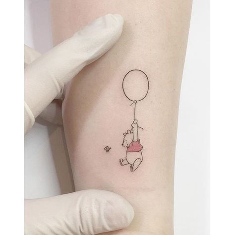 Thoughtful Tattoos, Tiny Disney Tattoo, Winnie The Pooh Tattoo, Pooh Tattoo, Winnie The Pooh Tattoos, Disney Inspired Tattoos, Disney Tattoos Small, Playground Tattoo, Inspiring Tattoos