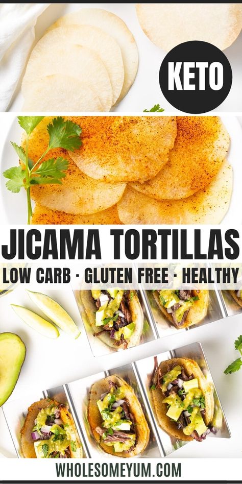 Jicama Tacos, Jicama Recipes, Jicama Tortilla, Jicama Recipe, Tortillas Recipe, Low Carb Low Fat Recipes, No Carb Recipes, Best Low Carb Recipes, Carb Dinner