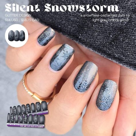 Grey Ombre, Street Party, Street Nails, Glitter Ombre, Color Street Nails, Snow Storm, Snowflake Pattern, Color Street, Light Grey