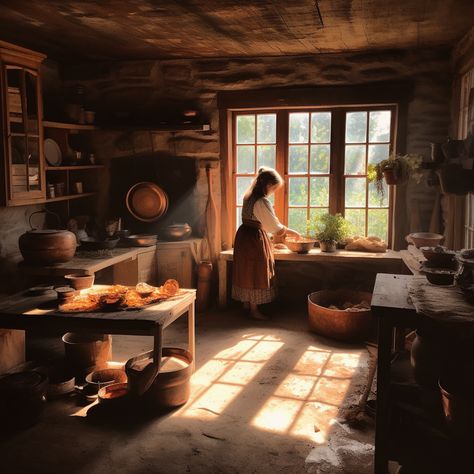 Acotar Animation, Medieval Cottage Interior, Fantasy Cottage Interior, Medieval Cottage, Fantasy Cottage, Amazing Food Decoration, Cottage Aesthetic, Medieval Houses, Cottage Interior