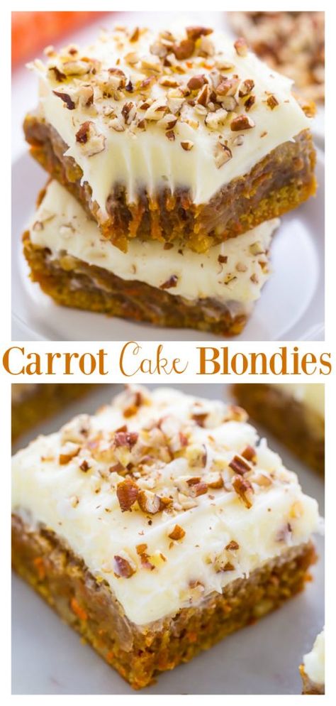 Blondie Dessert, Classic Carrot Cake, Resep Brownies, Baker By Nature, Blondies Recipe, Slow Cooker Desserts, No Bake Bars, Oreo Dessert, Cake Bars