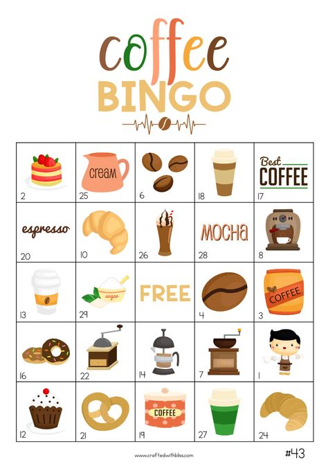 50 Coffee Bingo Cards Classroom Game, Bingo Game, Coffee Party Game, Work Office Game, Games for adults, Game night, Coffee Birthday Games Coffee Themed Party, Starbucks Crafts, Starbucks Party, Coffee Birthday, Game Bingo, Starbucks Birthday, Coffee Printables, Bingo Sheets, Night Coffee