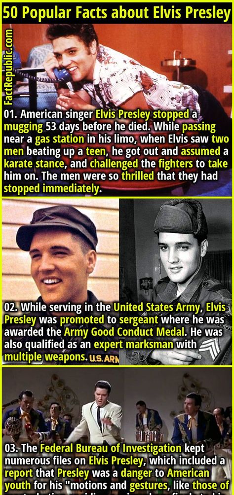 Elvis Presley failed in his music class. His music teacher told him he couldn’t sing and didn’t appreciate his style of music. Elvis Presley Family Tree, Facts About Elvis Presley, Elvis Presley Facts, Elvis Presley Gospel, Elvis At The International, Elvis Presley Army, Elvis Presley Grandchildren, King Of Rock And Roll, Elvis Presley Songs