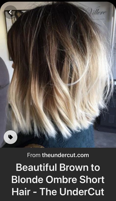 Brown To Blonde Ombre Hair Medium Length, Short Blonde Ombre, Ombre Hair Shoulder Length, Short Dip Dye Hair, Dark Root Ombre, Shoulder Length Baylage Hair, Ombre Shoulder Length Hair, Short Ombré Hair, Blond Bayalage On Brown Hair Short