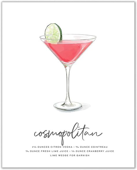 8 x 10 Inch Alcohol Posters, Paradise Cocktail, Cosmopolitan Drink, Cocktail Posters, Cosmo Cocktail, Alcohol Poster, Cosmopolitan Cocktail, Cocktail Wall Art, Art Cocktail