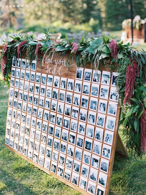 22 Creative Ways to Display Photos at Your Wedding Wedding Photo Walls, Event Planning Guide, Polaroid Wedding, Photo Polaroid, Wedding Card Holder, Wedding Table Plan, Seating Plan Wedding, Wedding Outdoor, Seating Plan