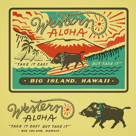 Curtis Jinkins on Instagram: “Recently helped Hawaiian pals @westernaloha with identity and hang tag labels, printed by the inimitable @studioonfire on @frenchpaperco…” Lifestyle Branding, Isometric Design, Vintage Hawaii, Big Island, Retro Chic, Design Reference, Hang Tags, Mood Board, Comic Book Cover