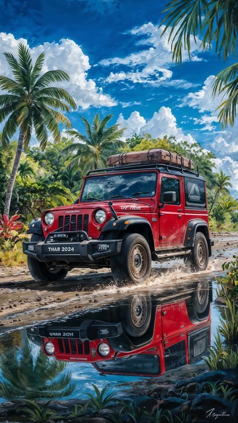 Hi Friends Some Surprise able Thing is waiting for you click on the given below link Thar Jeep Wallpaper, Jeep Artwork, Thar Car, Red Colour Wallpaper, Cafe Artwork, Blender Ideas, Jeep Wallpaper, Tropical Adventure, Cars Drawing