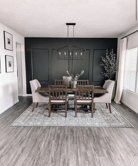 Dining Room Makeovers, Inviting Dining Room, Townhome Decorating, Dining Room Accent Wall, Dark Dining Room, Dining Room Paint Colors, Dining Room Accents, Transitional Dining Room, Dining Room Remodel