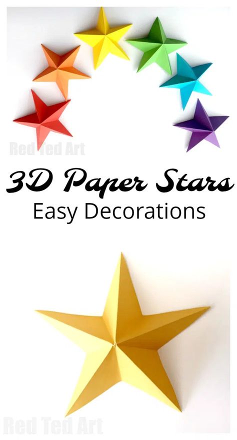 Gold And Silver Decorations Party, Paperstar Origami, Diy Star Decorations, Firework Decor, Easy Paper Stars, Firework Crafts, 3d Paper Stars, Origami Stella, 3d Paper Star