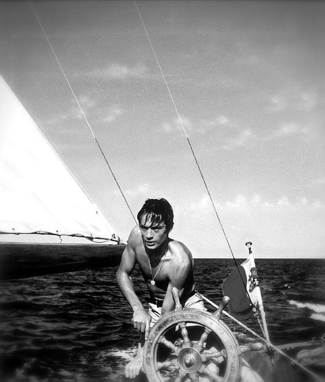 | Alain Delon dans le film Plein Soleil | Allen Delon, Purple Noon, Marie Laforet, Racecar Driver, French Actors, Boat Icon, Hope Floats, Classic Yachts, French Cinema