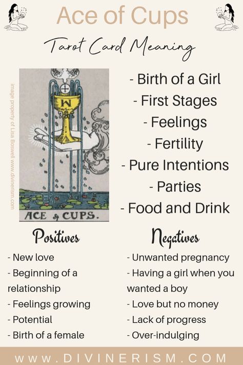 Pregnancy Tarot Spreads, Ace Of Cups Tarot Meaning, Ace Of Cups Tarot, Cups Tarot Meaning, The Ace Of Cups, Tarot Symbols, Ace Of Cups, Tarot Interpretation, Tarot Journal