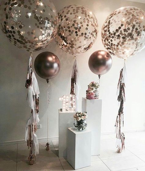 Copper balloons.   #confettiandtasselballoons #copper #copperballoons Ballon Ideas, Homemade Wedding, Rose Gold Balloons, Rose Gold Party, בר מצווה, 18th Birthday Party, Gold Diy, 25th Birthday, Gold Balloons