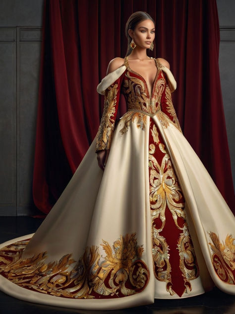 Royal Coronation Gown, Huge Ball Gowns, Queen Dress Royal Fantasy, Royal Ball Dress, Royal Dresses Princesses, Royal Dresses Queens, Queen Dress Royal, Westeros Fashion, Marble Queen