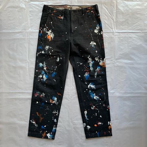 @soft_ee on Instagram: “Item(s): Comme des Garcons Homme 2011 Paint Splattered Pants. Size: L. Measurements: Waist: 34” / Front Rise: 12“ / Back Rise: 16“ /…” Paint Splatter Jeans, Hand Painted Clothing, Street Fashion Men Streetwear, Stylish Pants, Custom Sneakers, Cool Paintings, Paint Splatter, Mens Streetwear, Diy Clothes