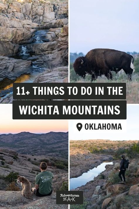 Things to do in the Wichita Mountains National Wildlife Refuge | Hiking Wichita Mountains Oklahoma Mountains, Medicine Park Oklahoma, Wichita Mountains Oklahoma, Things To Do In Oklahoma, Wichita Mountains, Oklahoma Travel, Cross Country Trip, Mountain Camping, Travel Oklahoma