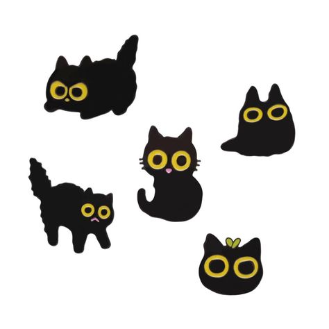 PRICES MAY VARY. ✲【CUTE CAT PATTERN】 Cute black cat runs into all kinds of containers: water cups, boxes, teacups, fish tanks, etc., with its expression of surprise or amazement or smile, running and jumping and crouching. It's perfect for cat lovers or those who love brooches! ✲【GREAT QUALITY】 Made of high quality alloy and eco-friendly enamel paint, this brooch has a smooth, beautiful surface, fading resistance and durability. The circular cap buckle design on the back of the pattern makes the Cat In Teacup Drawing, Cute Black Cat Cartoon, Cricut Cat Project, Cat Embroidery Simple, Storefront Art, Black Cat Logo, Cat Illustration Design, Cat Daycare, Mini Arts