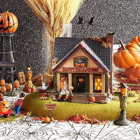 Department 56 Facts - Things You Didn't Know About Department 56 Halloween Gingerbread House, Dept 56 Halloween, Department 56 Christmas Village, Department 56 Halloween, Halloween Village Display, Lemax Spooky Town, The Scarecrow, Pumpkin House, Spooky Town