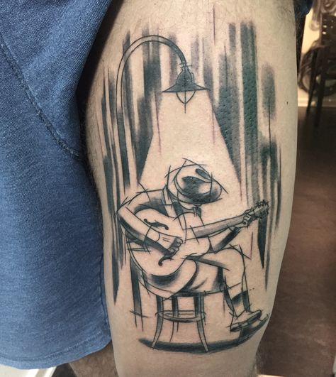 Blues Music Tattoo Ideas, Blues Music Tattoo, Blues Tattoos Music, Pirate Map Tattoo, Jazz Tattoo, Quad Tattoo, Rain Tattoo, Guitar Tattoo Design, Music Tattoo Sleeves