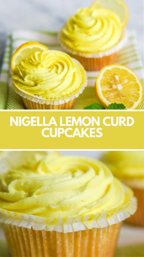 Nigella Lemon Curd Cupcakes recipe is made with all-purpose flour, granulated sugar, unsalted butter, eggs, vanilla extract, whole milk, fresh lemon juice, and lemon curd, topped with a creamy lemon zest frosting this recipe takes 45 minutes total and yields 12 delicious servings. Nigella Lawson Desserts, Lemon Curd Cupcakes, Recipe Using Lemons, Proper Tea, Nigella Lawson Recipes, Lemon Curd Cake, Lemon Cupcakes, Pastry Tart, Cupcakes Recipe