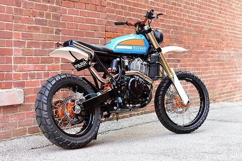 RETRO SCRAMBLER : Suzuki DR650 by Parr Motorcycles - Pipeburn Suzuki Dr650, Tw 125, Enduro Vintage, Cb 450, Honda Scrambler, Moto Scrambler, Tracker Motorcycle, Scrambler Custom, Tracker Ideas