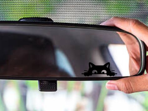 Tiny Peeking Black Cat Vinyl Decal, Cute Mini Rearview Mirror Sticker, Rear View Mirror Accessory, Funny Car Decor, Animal Car Accessories Rear View Mirror Stickers, Hello Gorgeous Car Mirror Sticker, Rearview Mirror Sticker, Rearview Mirror Decal, Car Mirror Sticker, Car Rear Window Stickers, Mirror Vinyl, Peeking Cat, Rear View Mirror Accessories