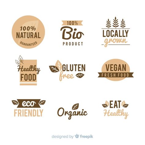 Set logos vintage comida sana vector gratuito Healthy Logo Ideas, Food Brand Logos, Organic Food Logo, Dessert Logo, Healthy Logo, Healthy Food Logo, Logos Vintage, Eco Logo, Food Logo Design