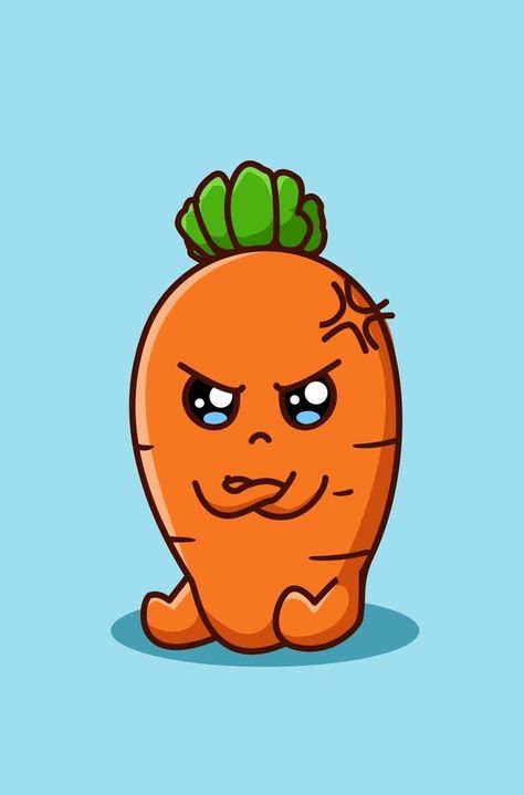 a little mad carrot cartoon Carrot Cartoon Drawing, Cute Carrot Drawing, Carrots Drawing, Carrot Aesthetic, Mad Drawing, Carrot Tattoo, Es Timun, Mad Cartoon, Carrot Illustration