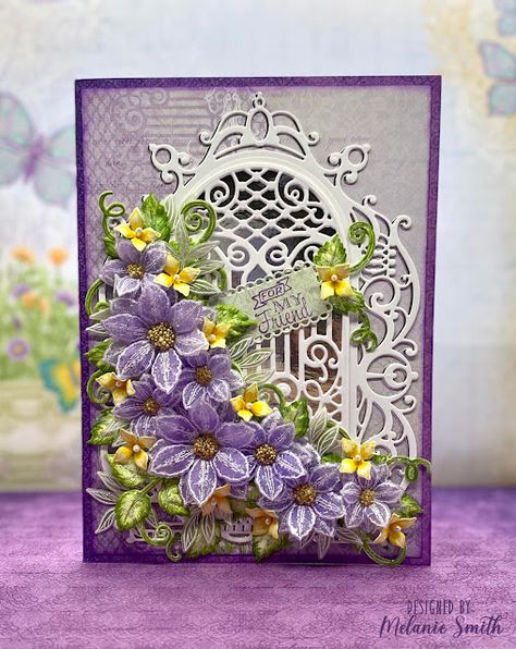 Heartfelt Creations Flowers, Heartfelt Creations Cards, Mixed Media Art Techniques, Clematis Flower, Beautiful Handmade Cards, Crafters Companion, Flower Center, Heartfelt Creations, Fun Fold Cards