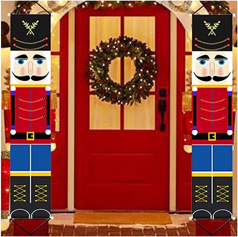 Christmas Toy Store, Nutcracker Decor, Nutcracker Christmas Decorations, Christmas Yard Decorations, Garden Indoor, Christmas Banner, Unique Christmas Decorations, Christmas Porch Decor, Garden Christmas